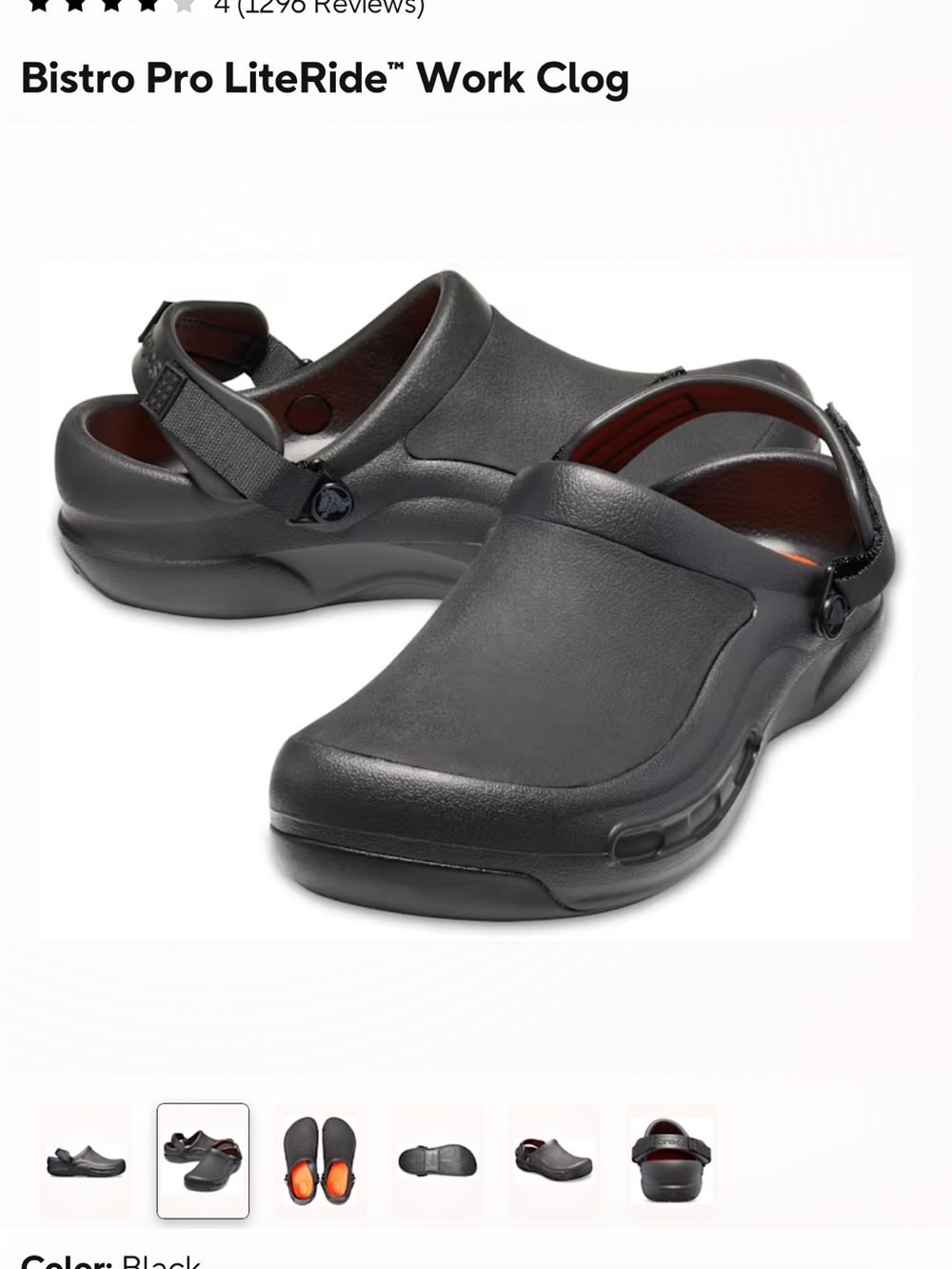CROCS Bistro Pro LiteRide work Clog in Black